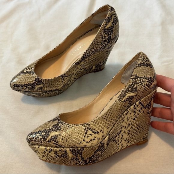 Loeffler Randall 5.5 Snakeskin Platform Wedge Heels Classic Career - Picture 1 of 9